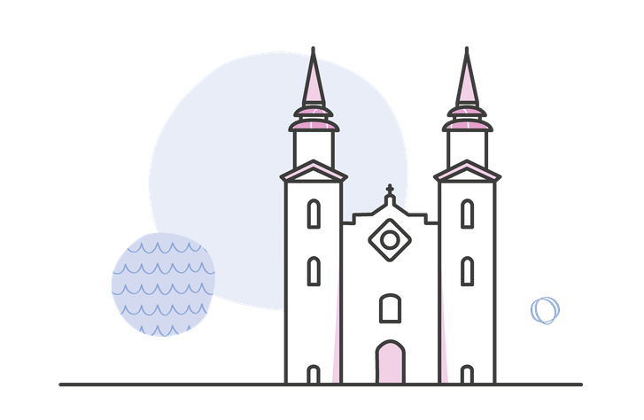 Eine Illustration der Wallfahrtskirche Pöstlingberg.